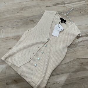 Zara Beige Ribbed Knit Vest